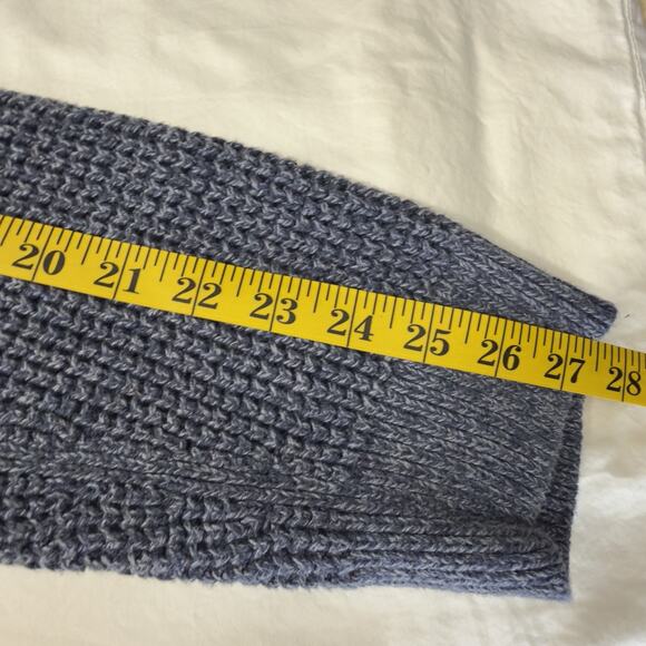 LL Bean Sweater Cardigan L Organic Cotton Waffle Knit Shawl Collar Chunky Knit - Picture 12 of 14